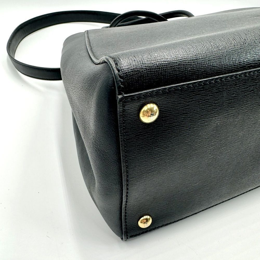 Fendi Medium Black Leather Sac 2Jours Top Handle 2way Tote Bag Preloved Purse - Picture 11 of 14